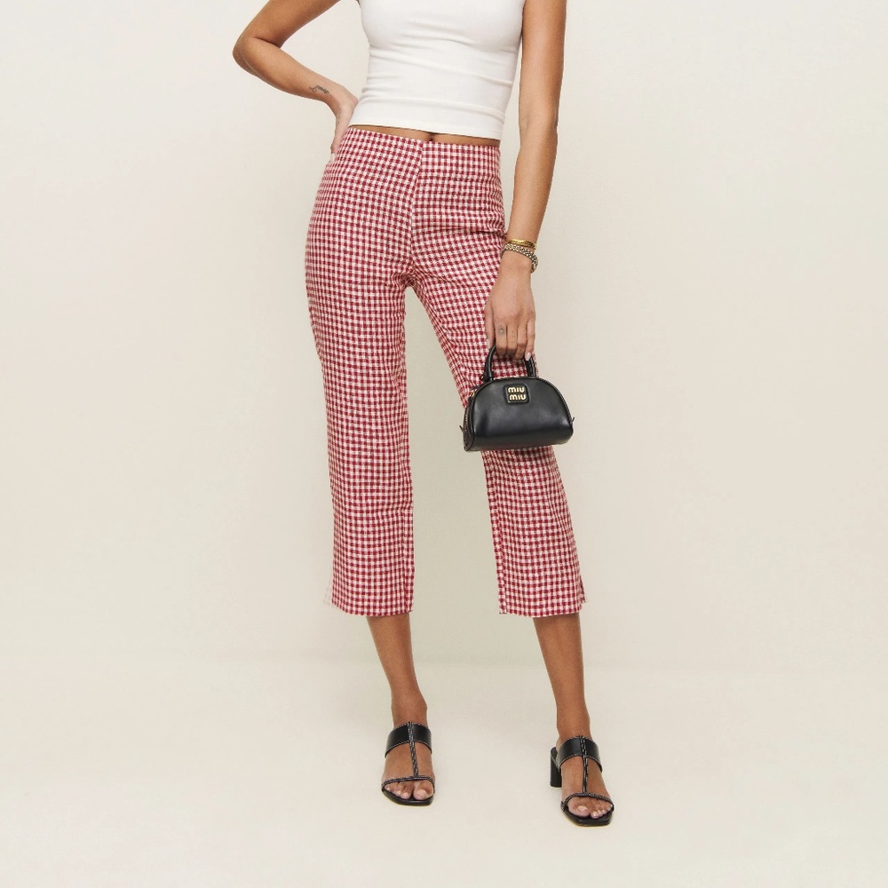 Reformation Petites Petra Linen Low Rise Pedal Pusher Pant Red - Size 2P